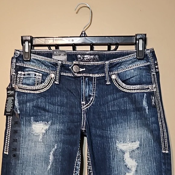 NWT Silver Bootcut Distressed Jeans - Picture 5 of 16